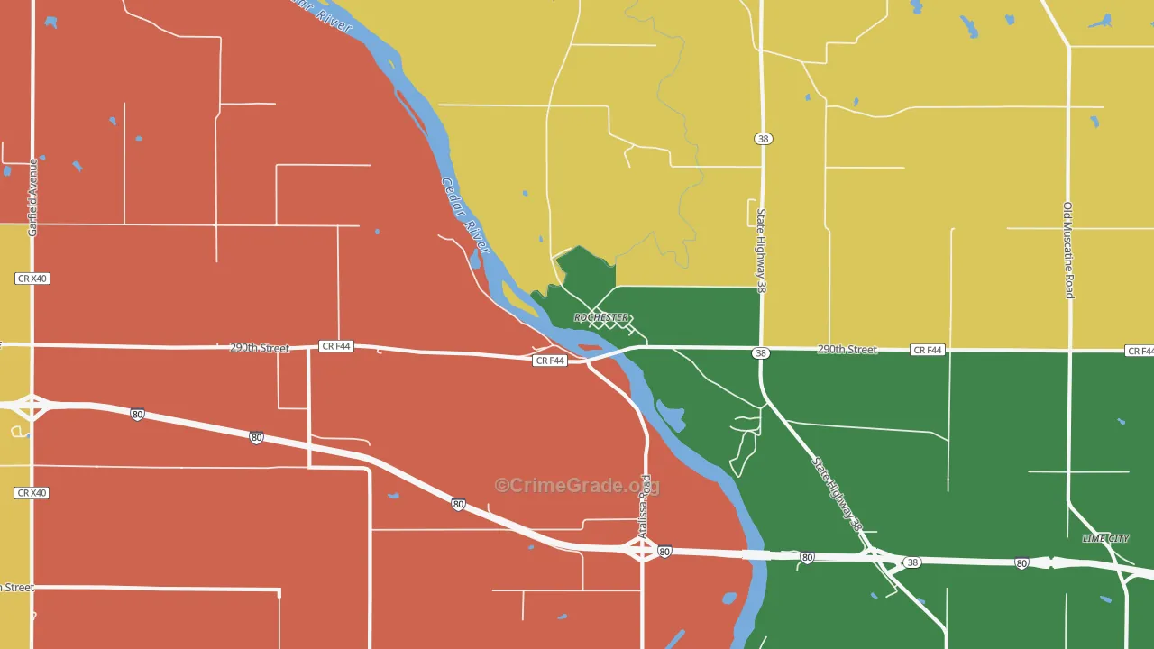Rochester, IA Map of Vandalism Rates