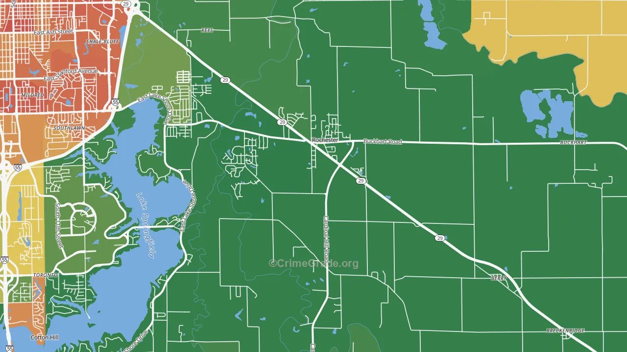 Rochester, IL Map of Vandalism Rates