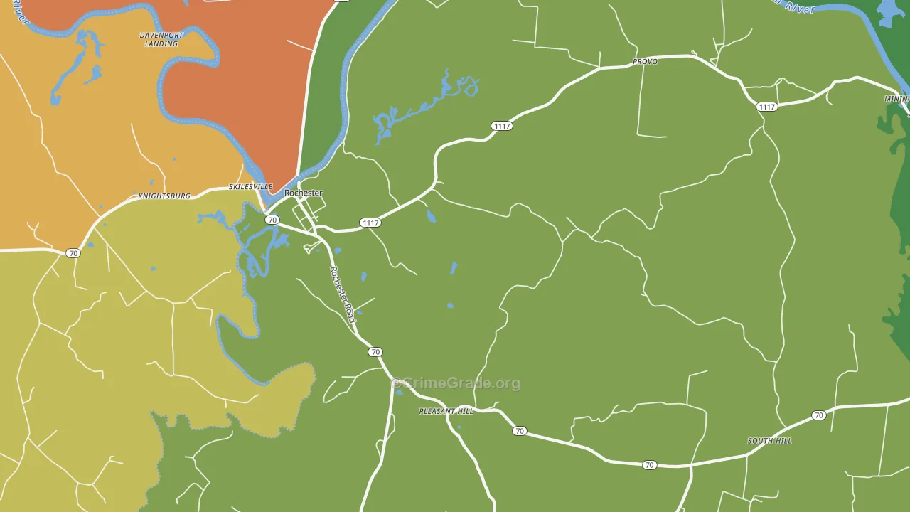 Rochester, KY Map of Vandalism Rates