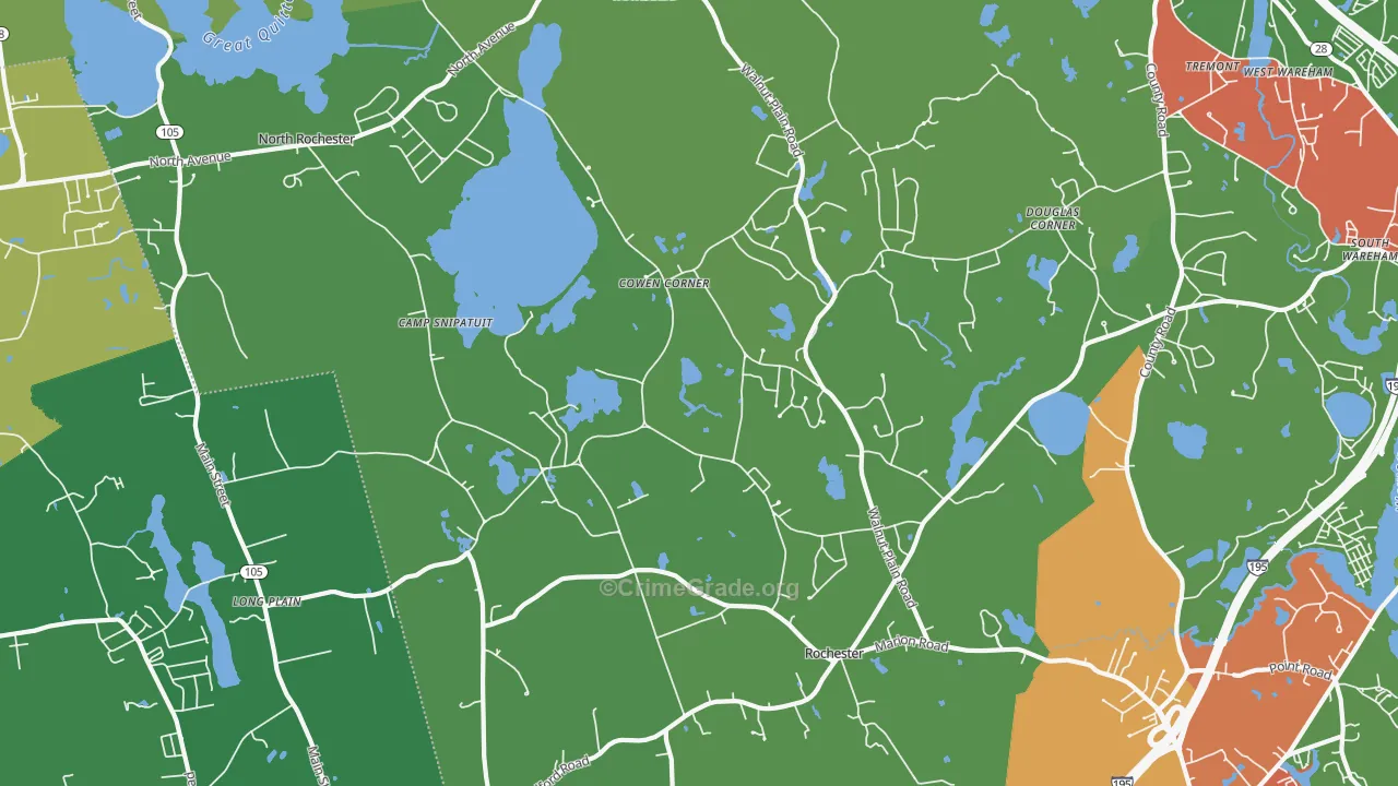 Rochester, MA Map of Vandalism Rates