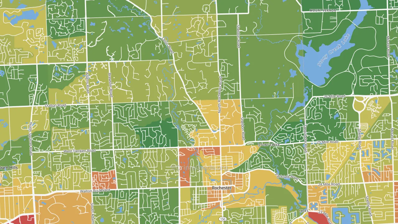 Rochester, MI Map of Vandalism Rates