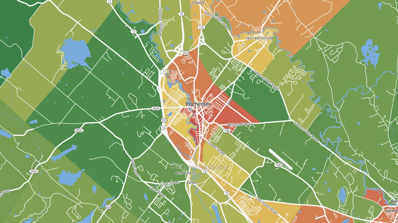 Rochester, NH Map of Vandalism Rates