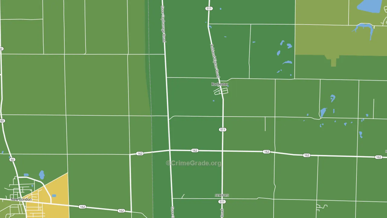 Rochester, OH Map of Vandalism Rates