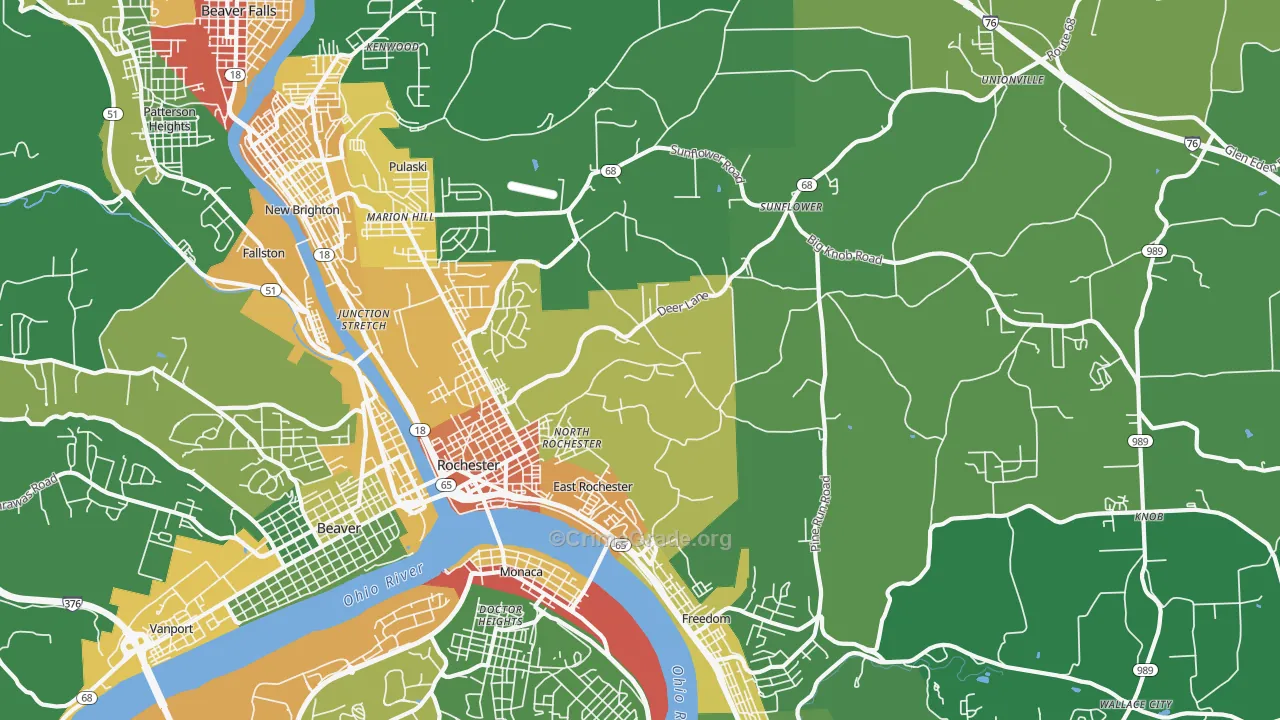 Rochester, PA Map of Vandalism Rates