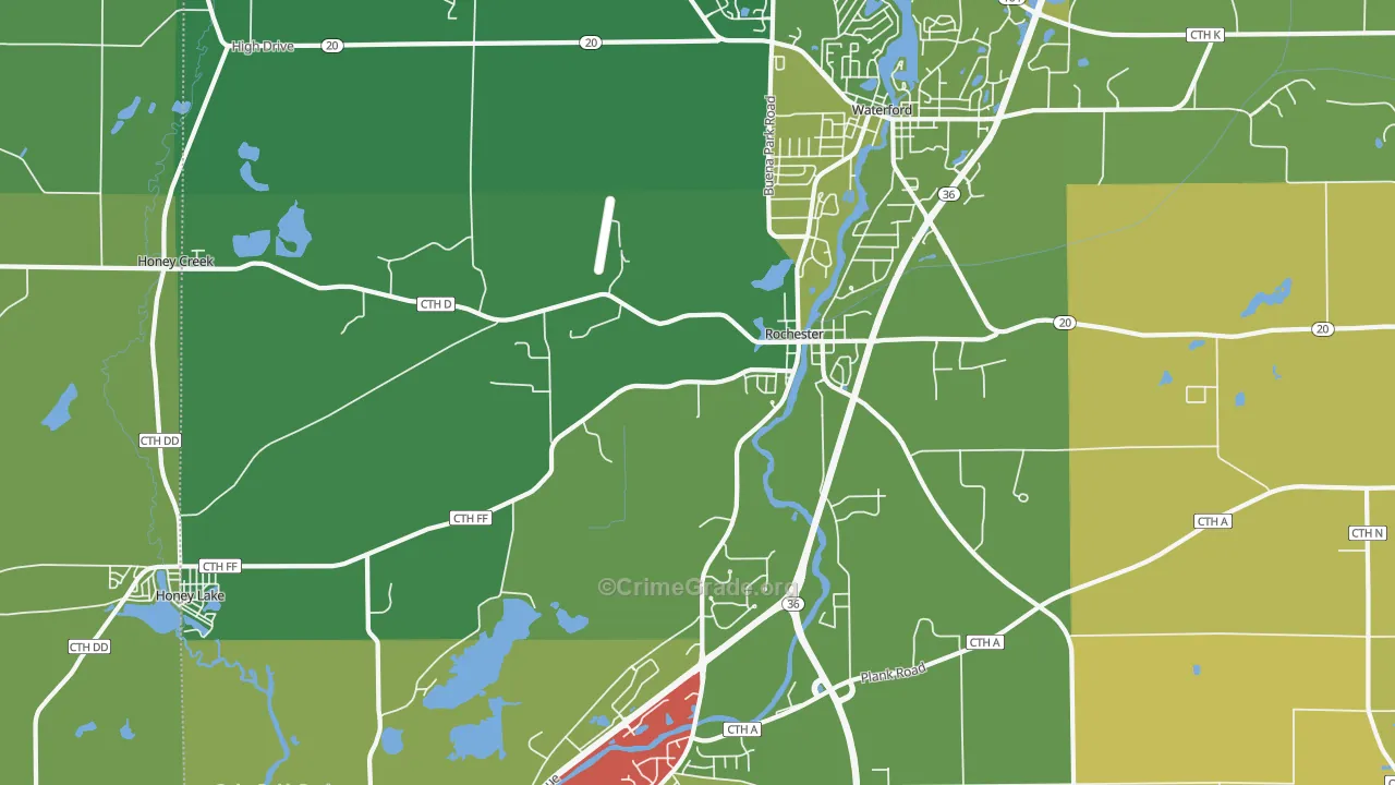 Rochester, WI Map of Vandalism Rates
