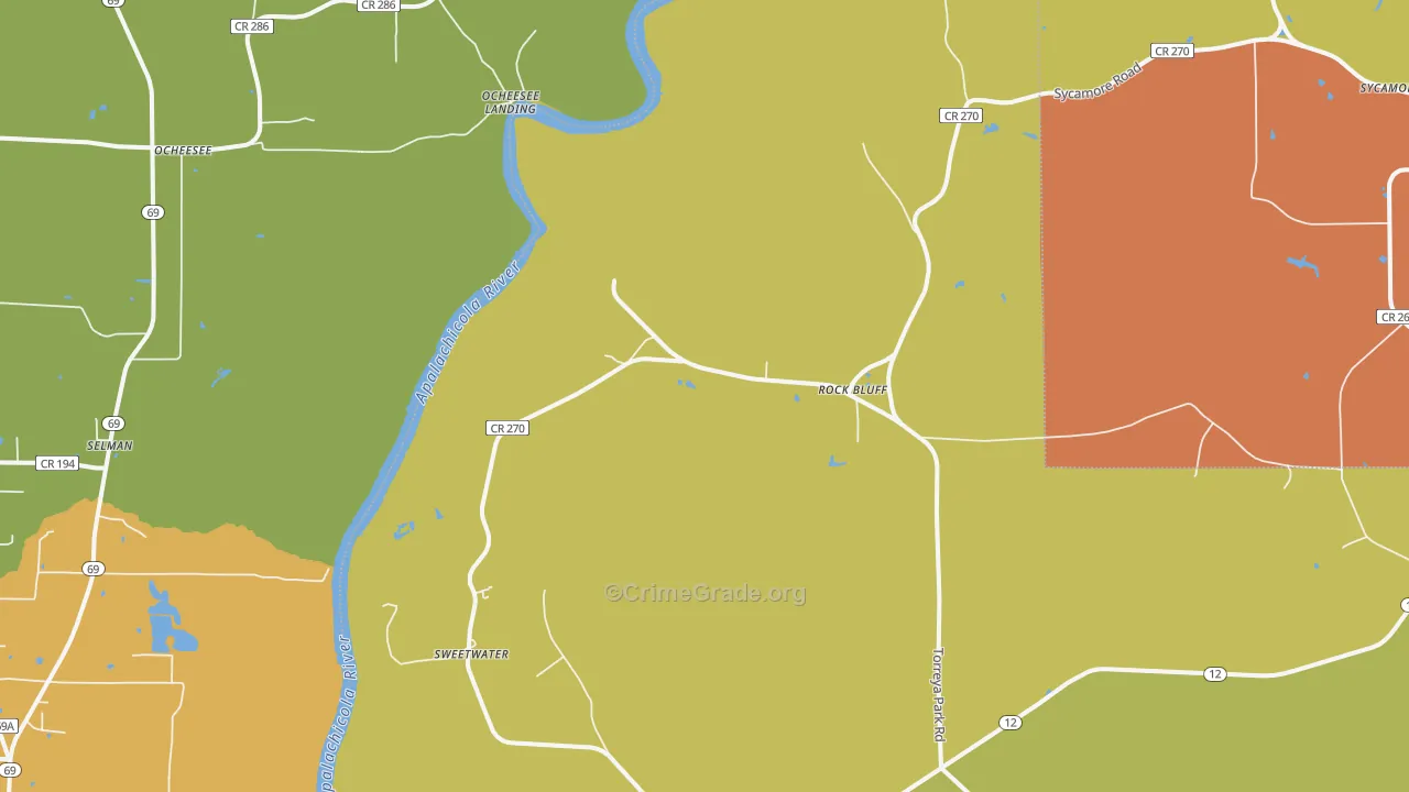 Rock Bluff, FL Map of Vandalism Rates