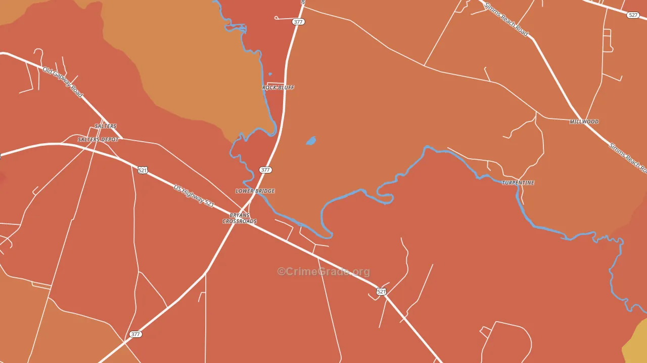 Rock Bluff, SC Map of Vandalism Rates