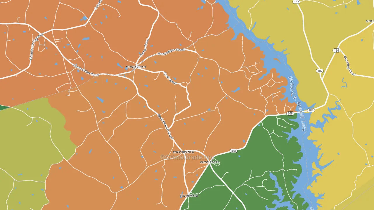 Rock Branch, GA Map of Vandalism Rates