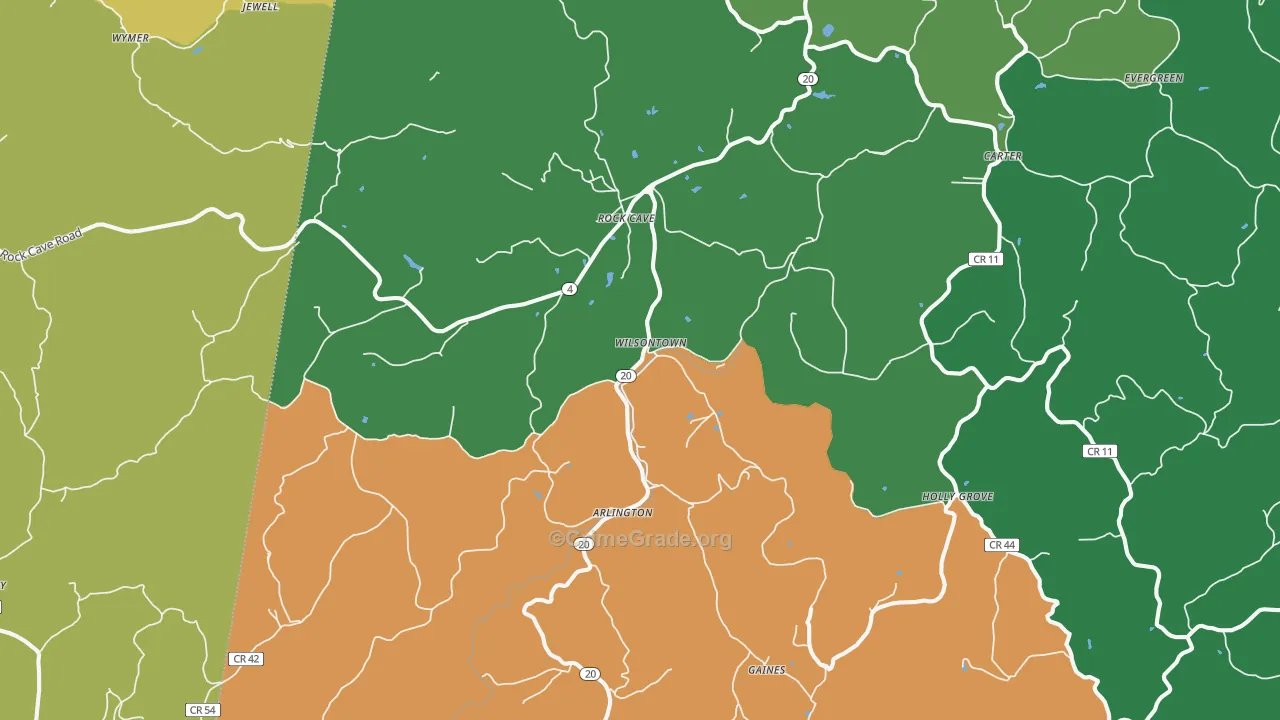 Rock Cave, WV Map of Vandalism Rates