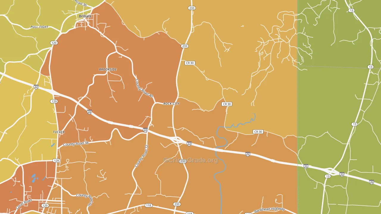 Rock City, AL Map of Vandalism Rates