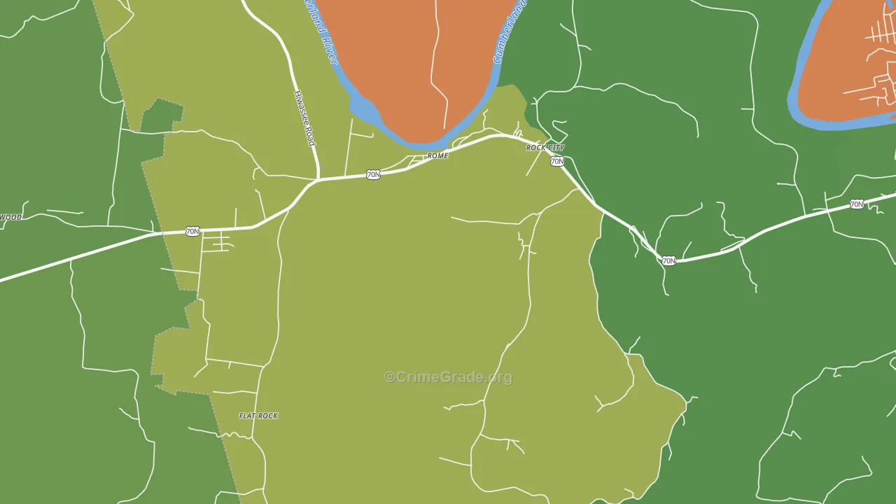 Rock City, TN Map of Vandalism Rates