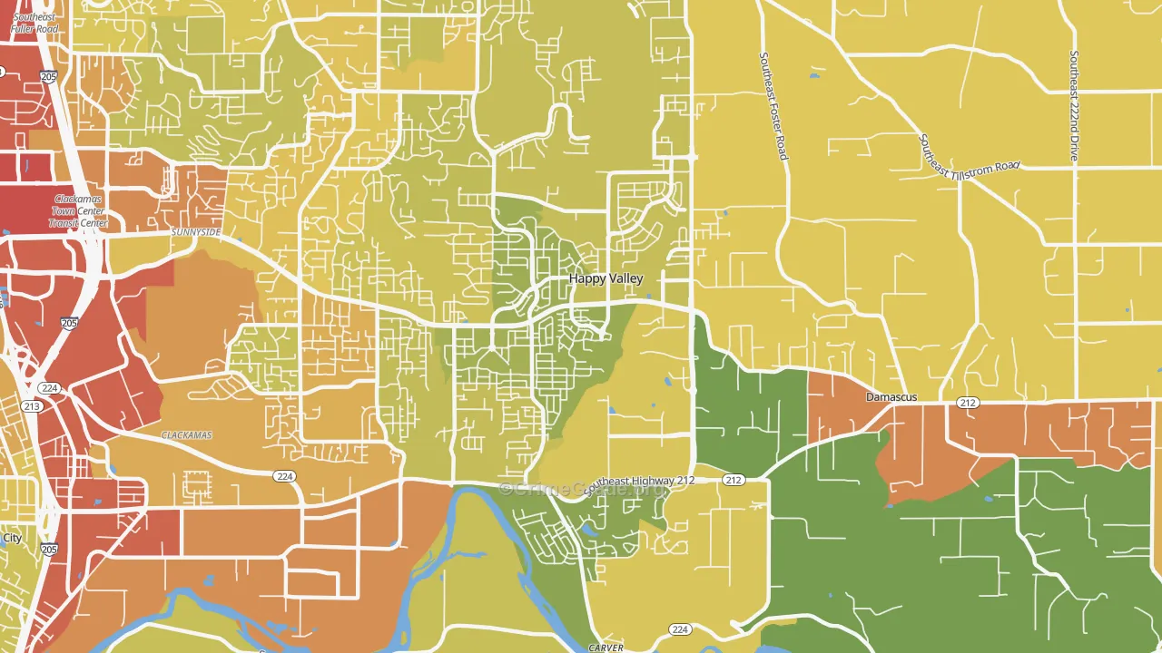 Rock Creek, Clackamas, OR Map of Vandalism Rates