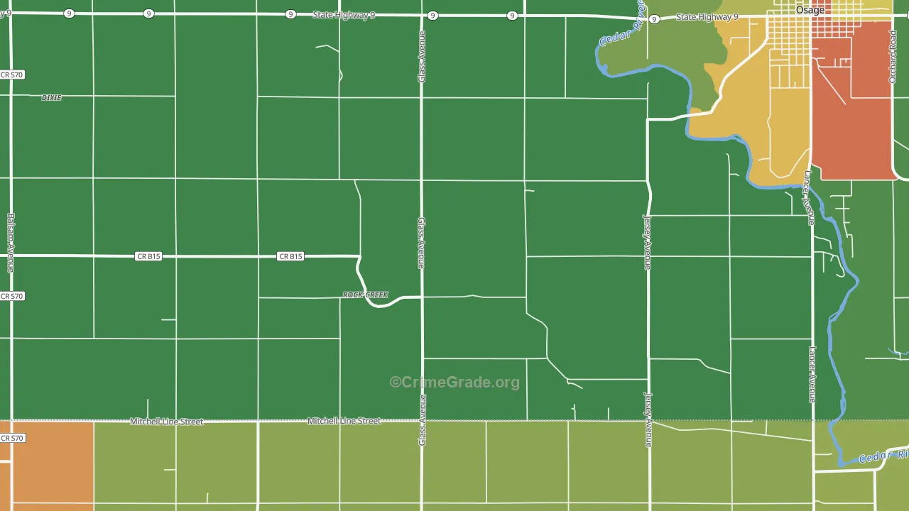 Rock Creek, IA Map of Vandalism Rates