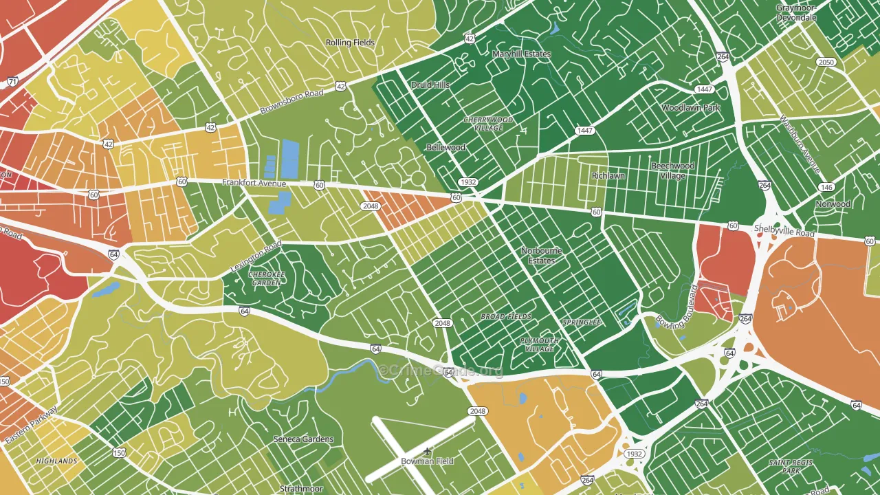 Rock Creek Lexington Road, Louisville, KY Map of Vandalism Rates