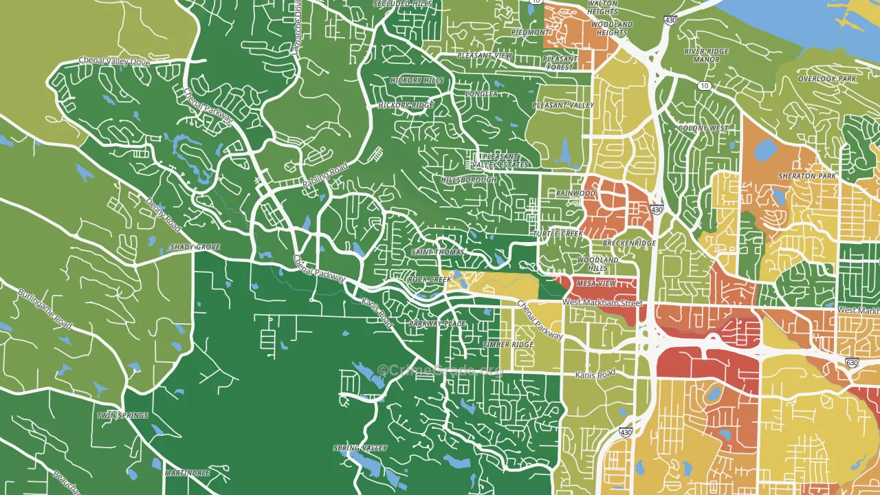 Rock Creek, Little Rock, AR Map of Vandalism Rates