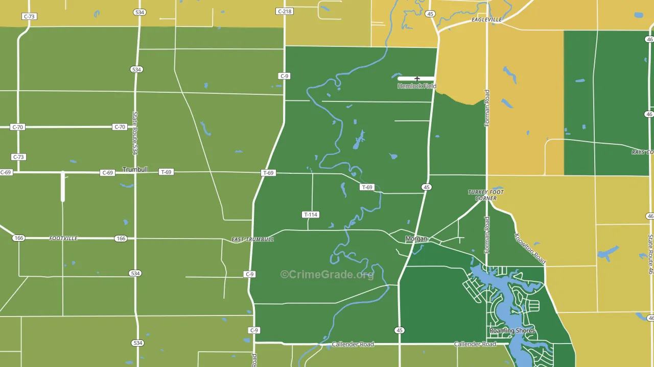 Rock Creek, OH Map of Vandalism Rates