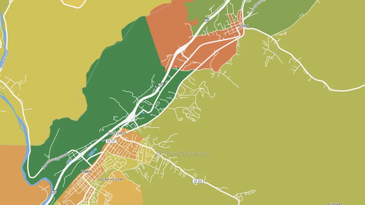 Rock Creek, TN Map of Vandalism Rates