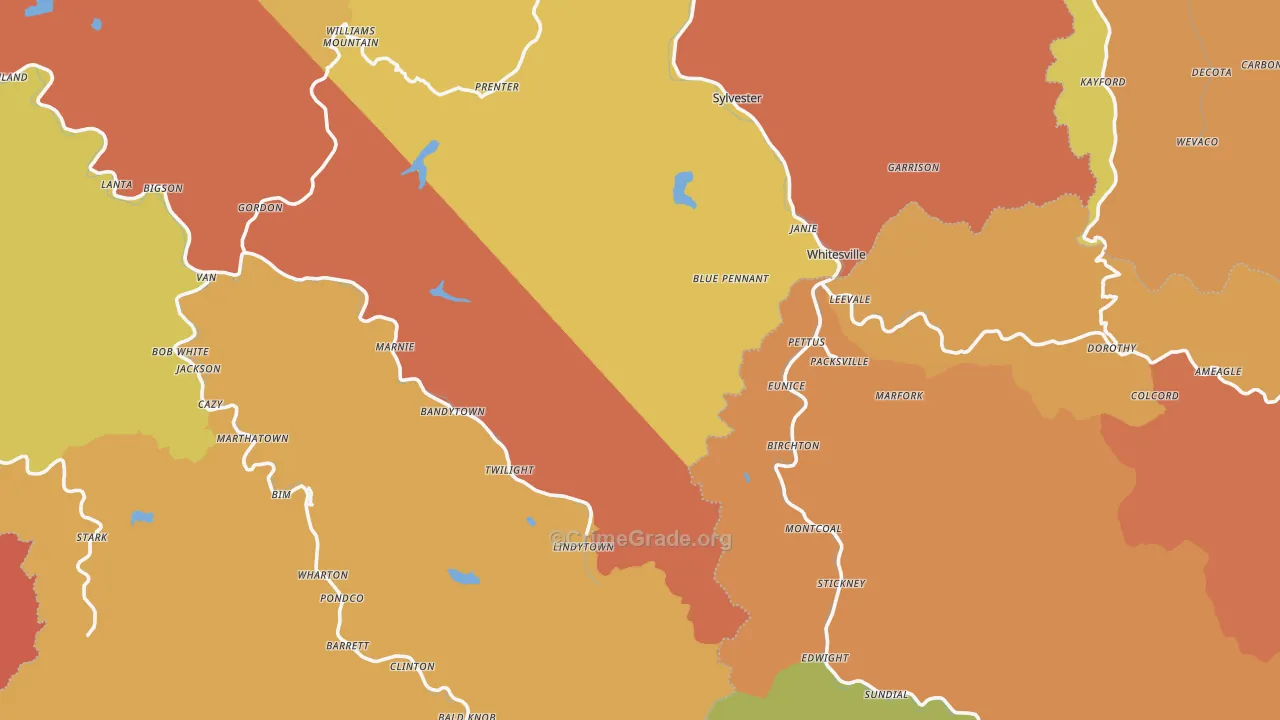 Rock Creek, WV Map of Vandalism Rates