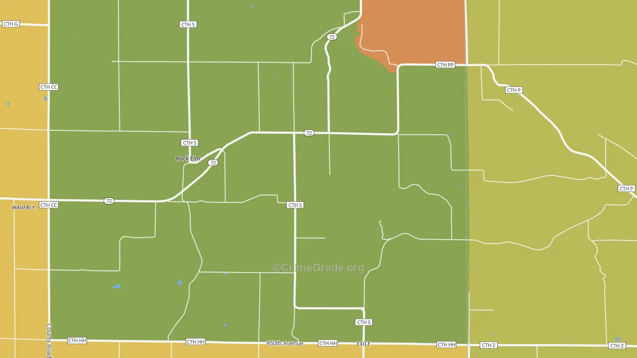 Rock Elm, WI Map of Vandalism Rates