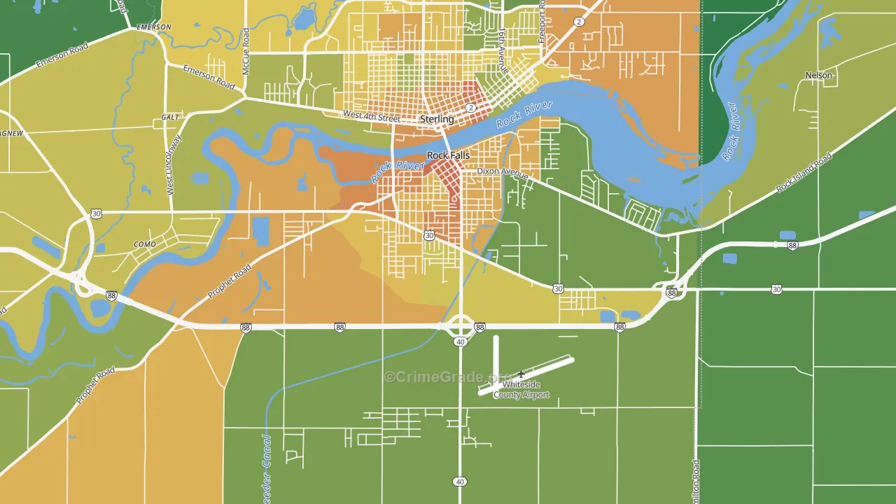 Rock Falls, IL Map of Vandalism Rates