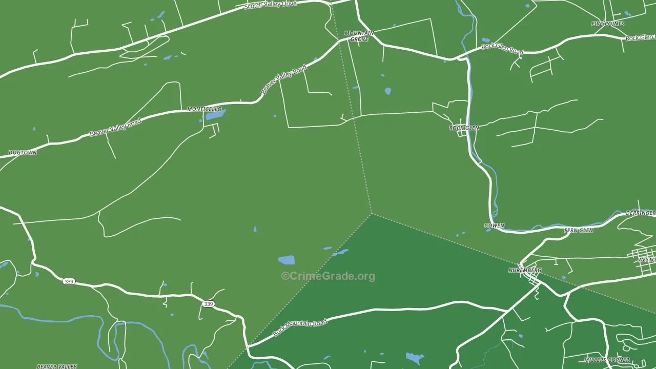 Rock Glen, PA Map of Vandalism Rates