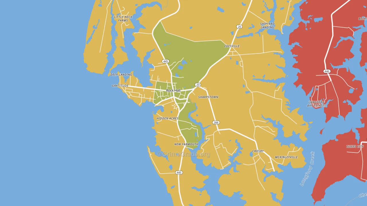 Rock Hall, MD Map of Vandalism Rates