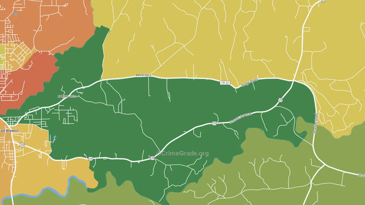 Rock Hill, AL Map of Vandalism Rates