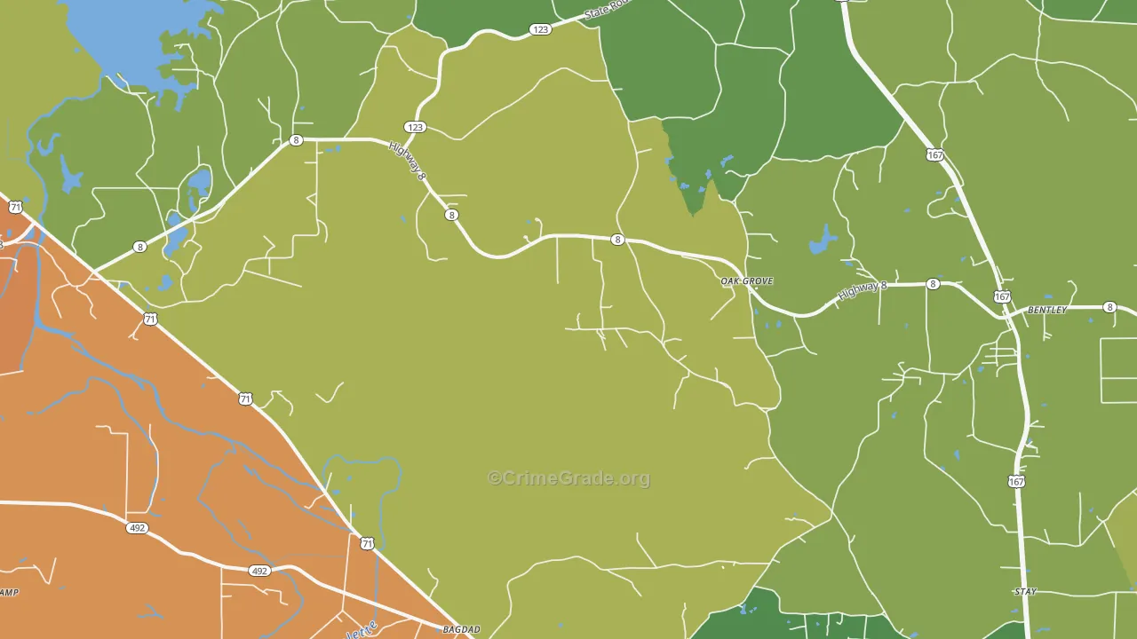 Rock Hill, LA Map of Vandalism Rates