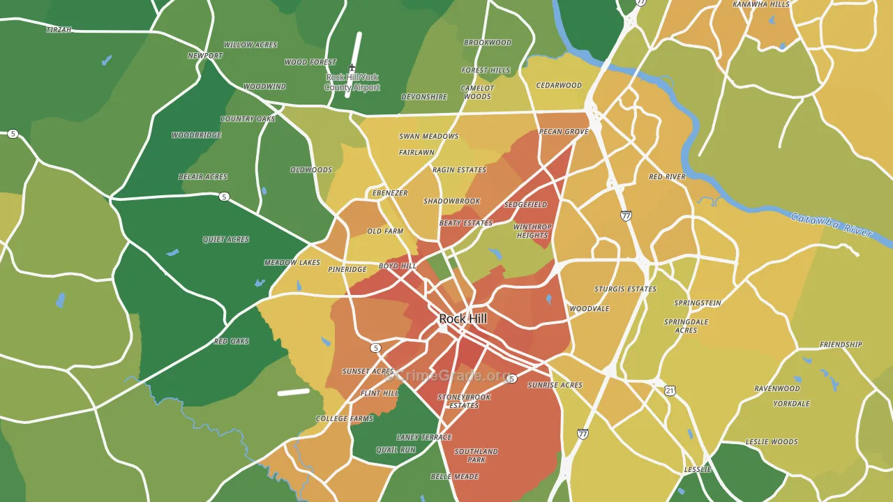 Rock Hill, SC Map of Vandalism Rates