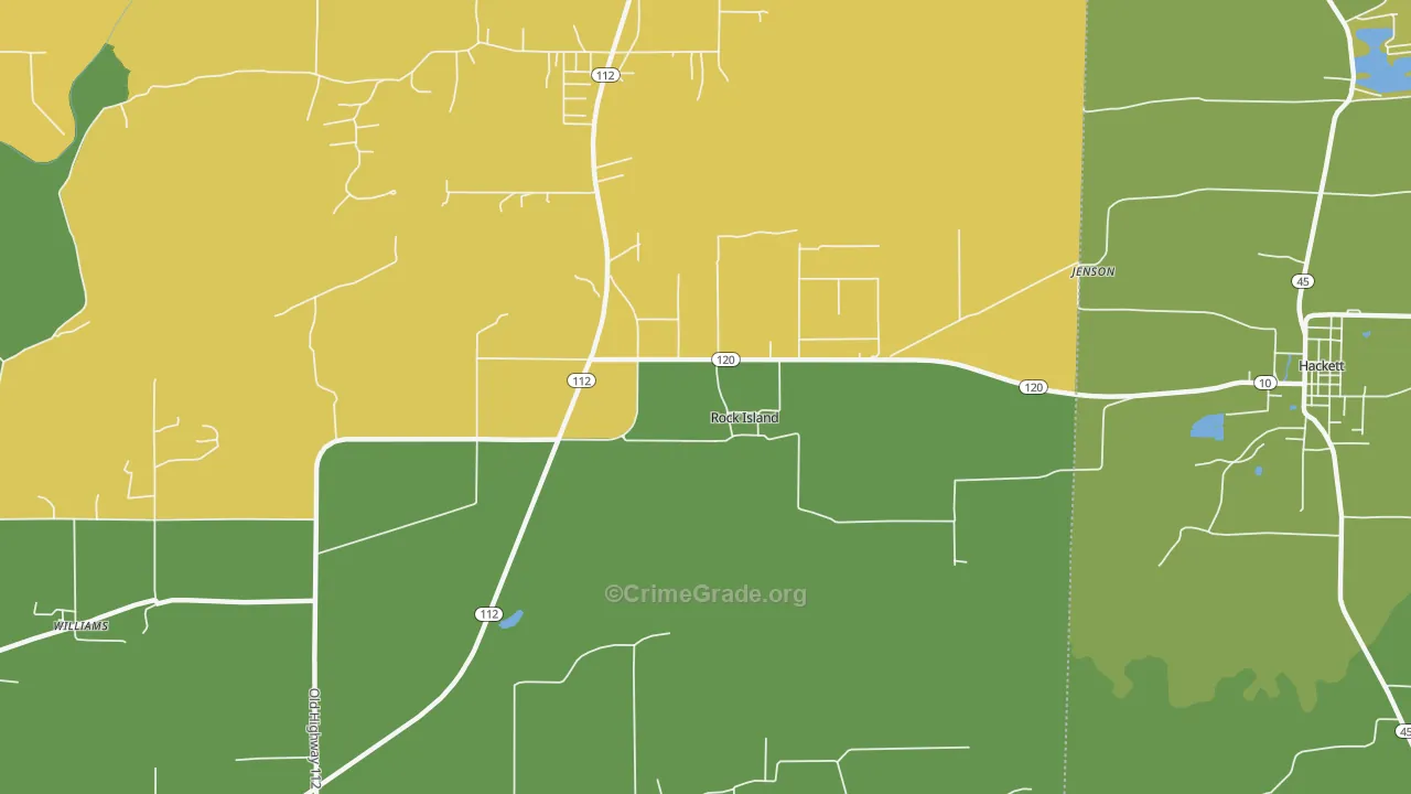 Rock Island, OK Map of Vandalism Rates