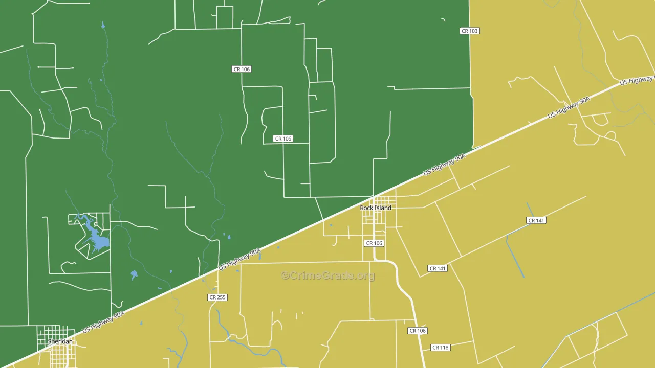 Rock Island, TX Map of Vandalism Rates