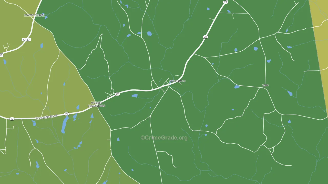 Rock Mills, AL Map of Vandalism Rates
