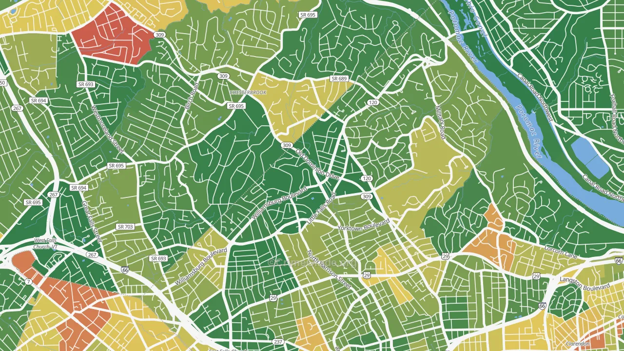 Rock Spring, Arlington, VA Map of Vandalism Rates