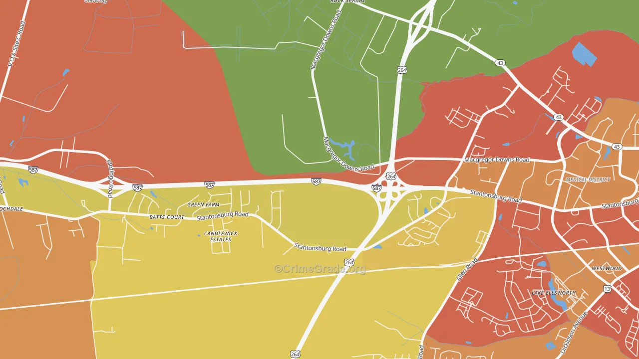 Rock Spring, NC Map of Vandalism Rates