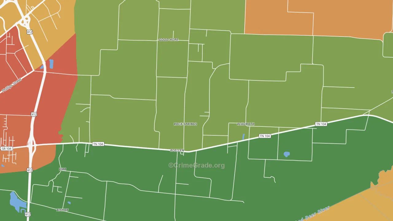 Rock Springs, TN Map of Vandalism Rates