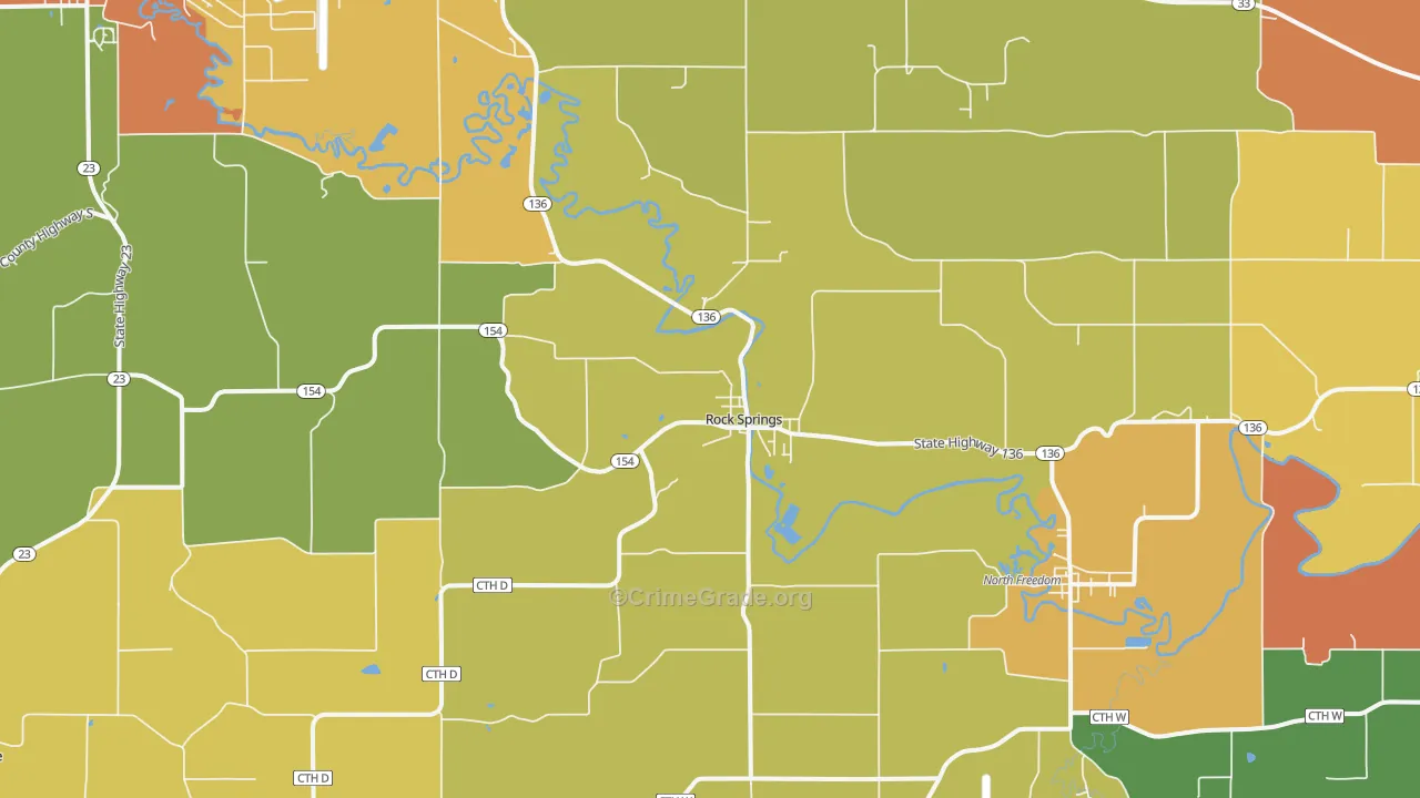 Rock Springs, WI Map of Vandalism Rates