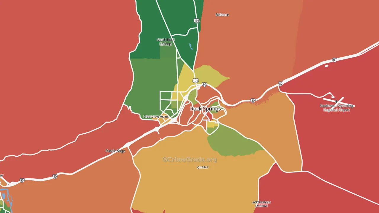 Rock Springs, WY Map of Vandalism Rates