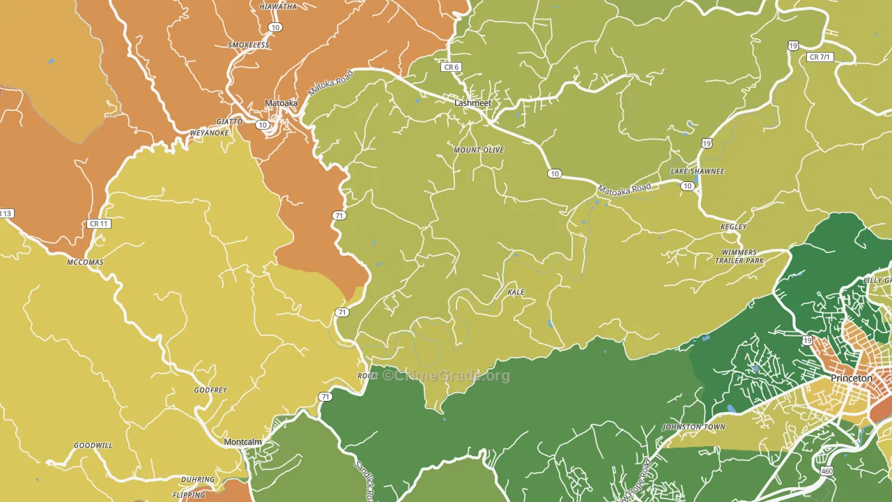 Rock, WV Map of Vandalism Rates