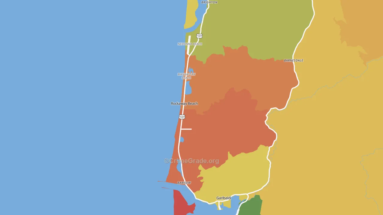Rockaway Beach, OR Map of Vandalism Rates