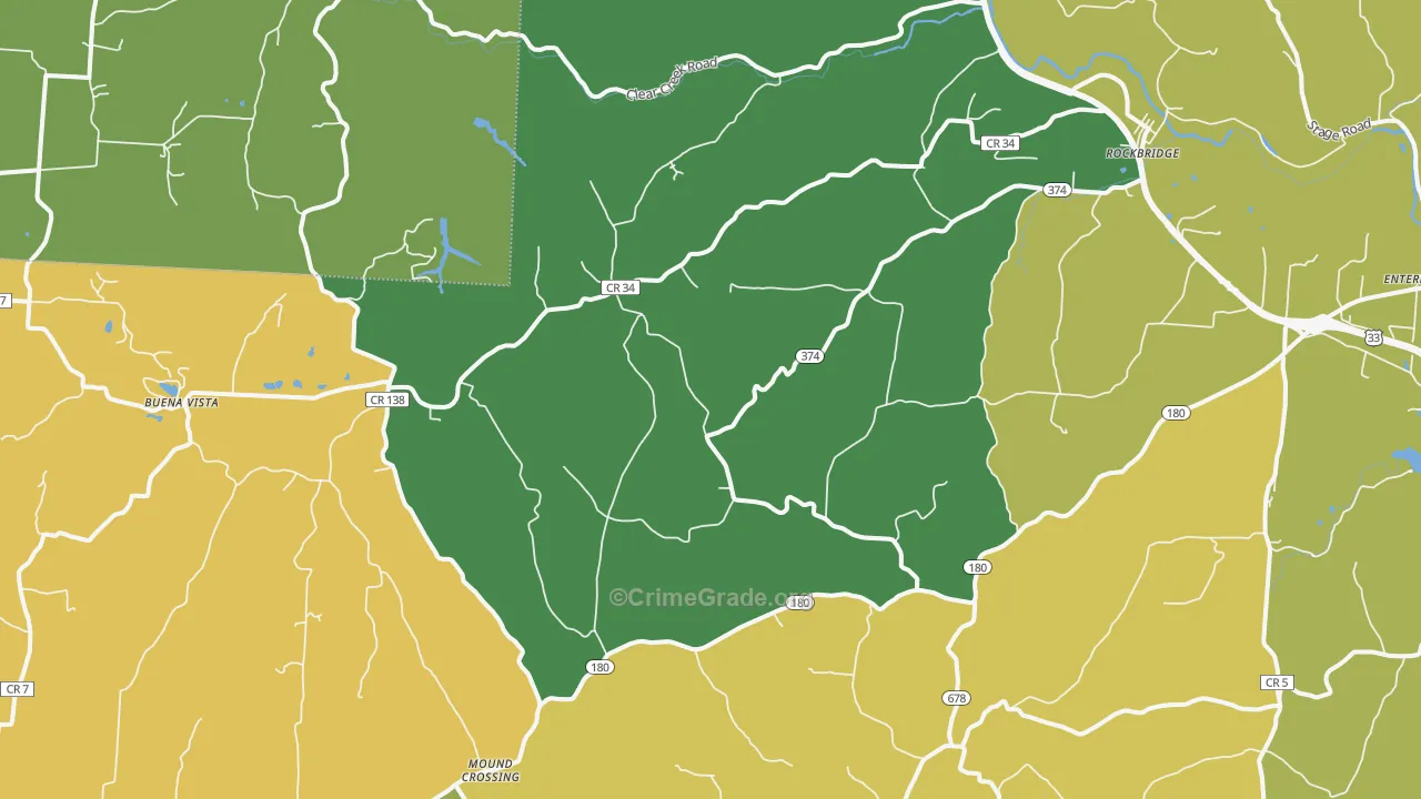 Rockbridge, OH Map of Vandalism Rates