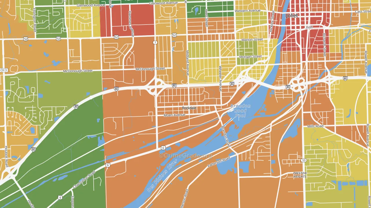 Rockdale, IL Map of Vandalism Rates