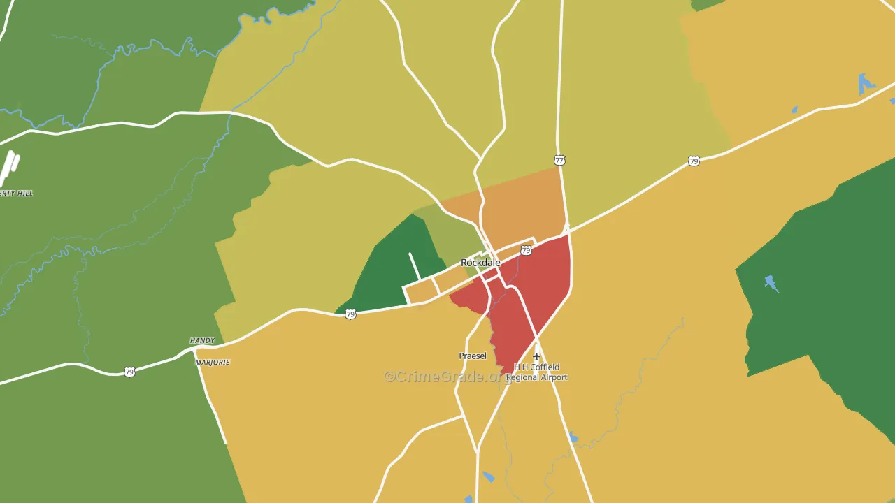Rockdale, TX Map of Vandalism Rates