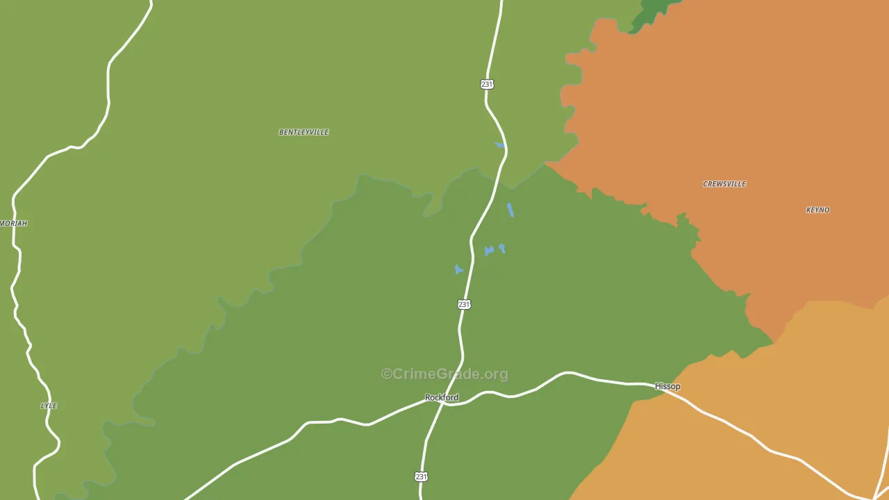 Rockford, AL Map of Vandalism Rates