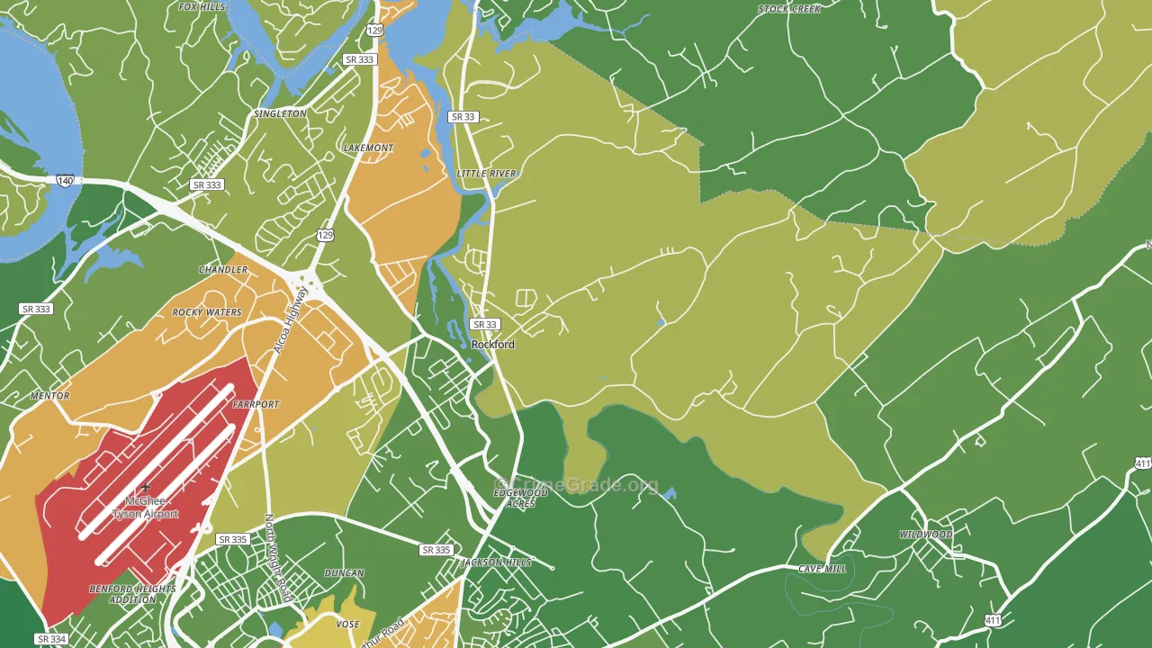 Rockford, TN Map of Vandalism Rates