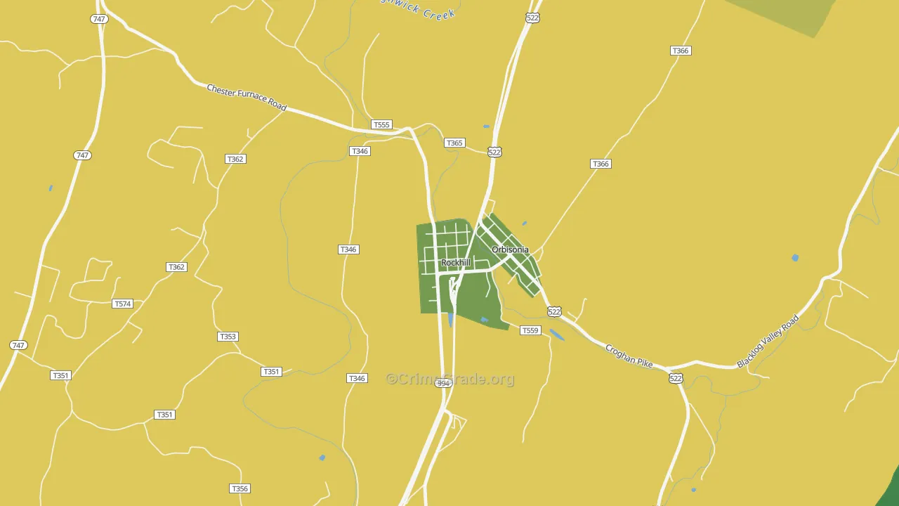 Rockhill, PA Map of Vandalism Rates