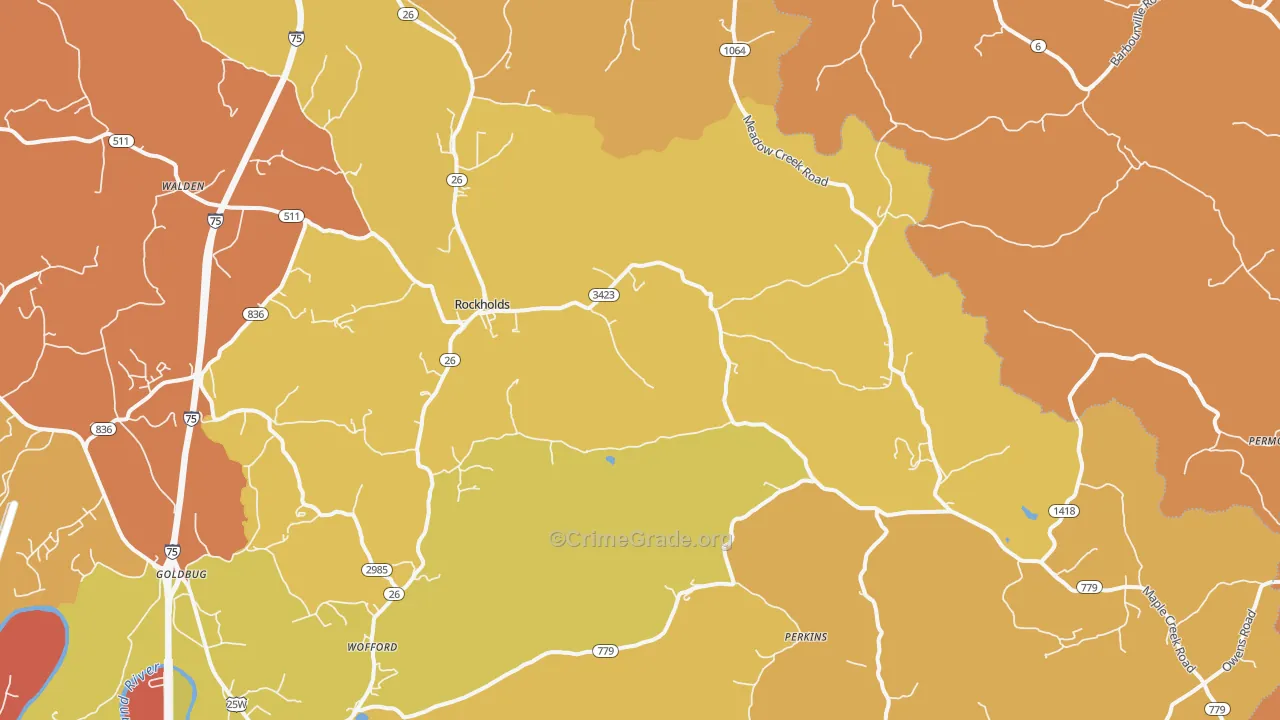 Rockholds, KY Map of Vandalism Rates