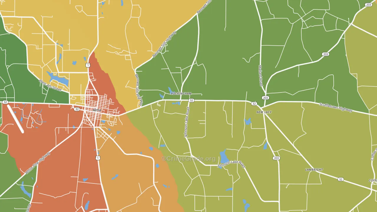 Rockingham, GA Map of Vandalism Rates