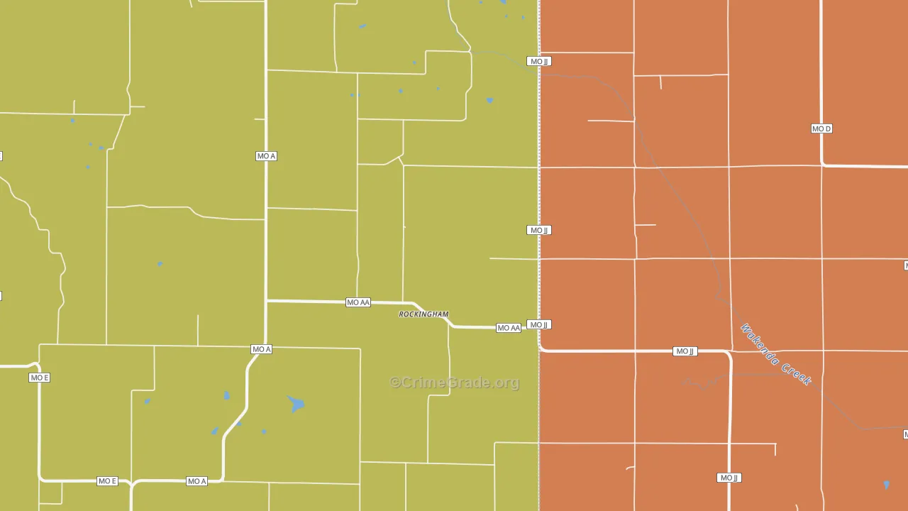 Rockingham, MO Map of Vandalism Rates