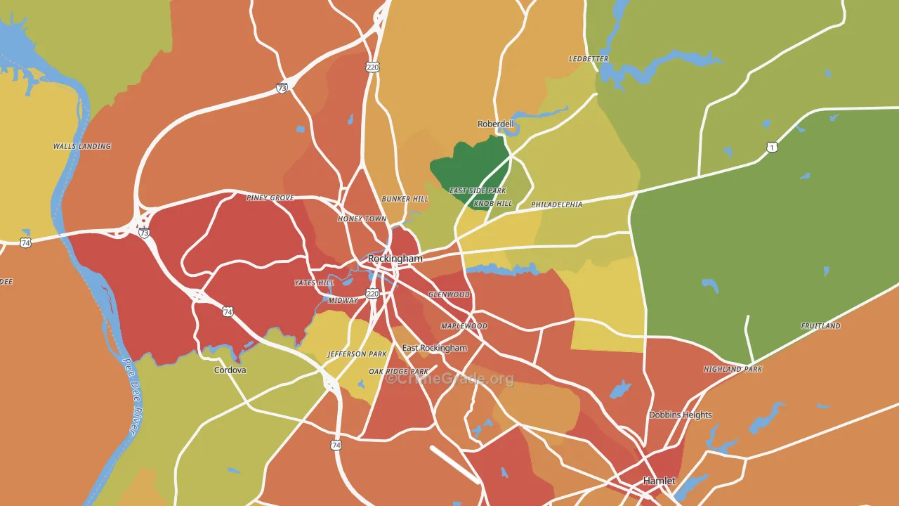 Rockingham, NC Map of Vandalism Rates