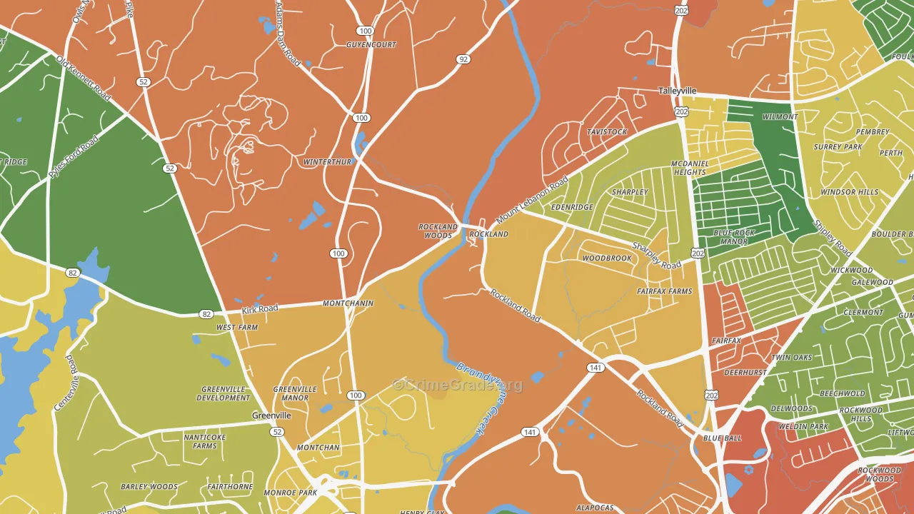 Rockland, DE Map of Vandalism Rates